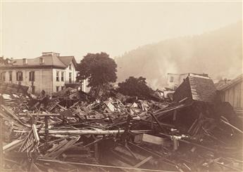 (NATURAL DISASTERS--W.S. BELL) A selection of 12 photographs documenting the catastrophic Johnstown Flood, Pennsylvania.